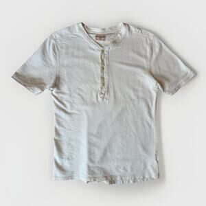 Homespun Knitwear Henley Shirt M Cream Sleeve Casual Minimalist New York